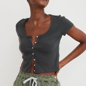 AERIE RIBBED BUTTON UP BABY T-SHIRT